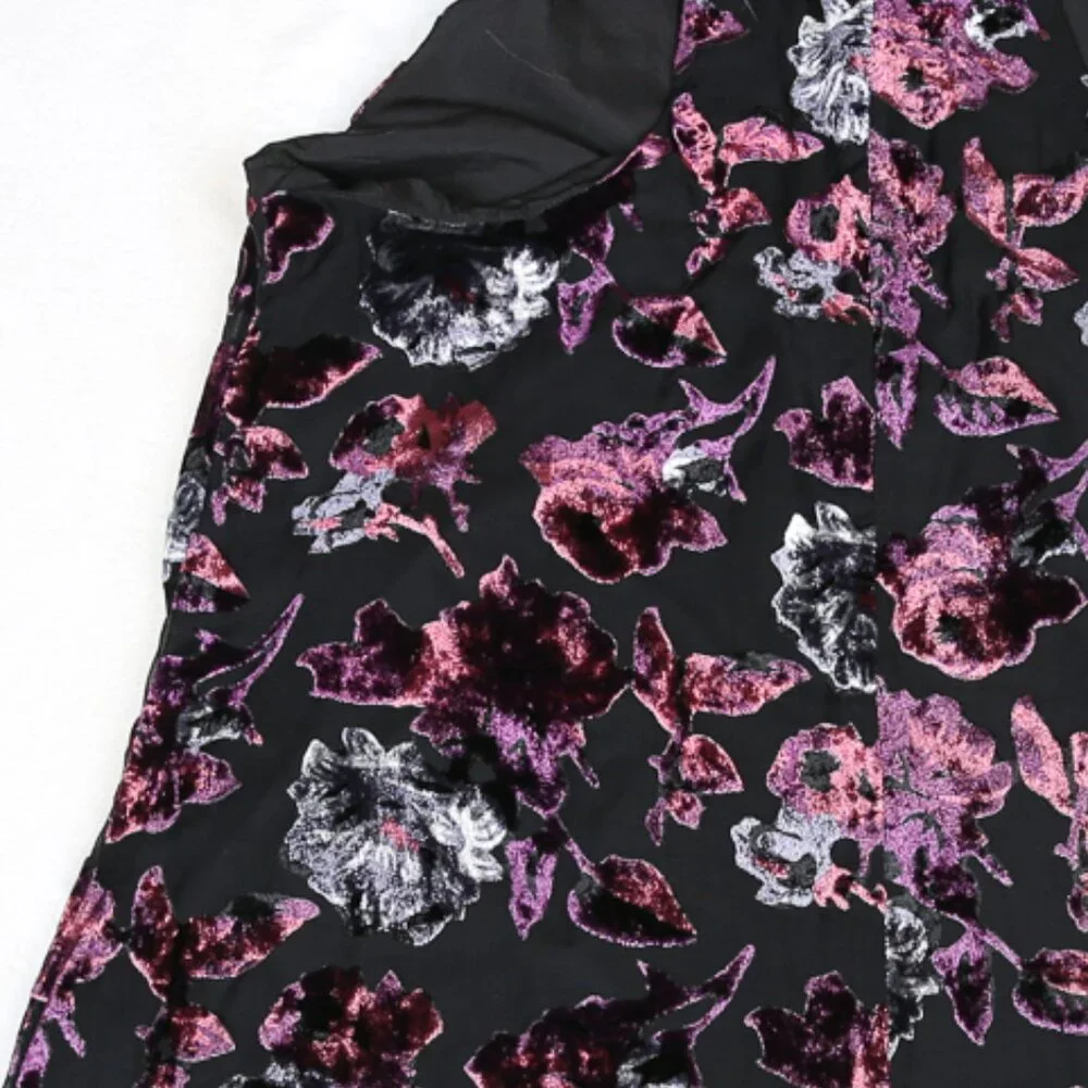BB Dakota Kensie Black and Purple Velvet Burnout Floral Print Dress